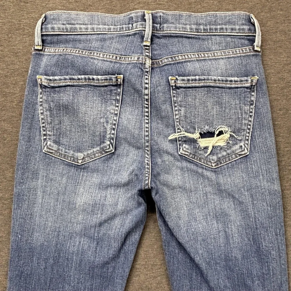 AGOLDE Jeans Womens 27 Blue Distressed Skinny Raw Hem Mid Rise 28x29‎ Made USA
